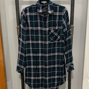Rails Women’s Dark Green Plaid Button-Up Dress or Oversized Top